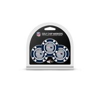 Team Golf NFL New England Patriots 3 Pack Golf Chip Ball Markers, Poker Chip Size with Pop Out Smaller Double-Sided Enamel Markers