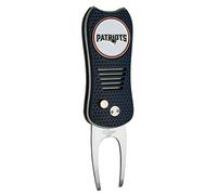 Team Golf NFL New England Patriots Retractable Divot Tool with Double-Sided Magnetic Ball Marker, Features Patented Single Prong Design, Causes Less Damage to Greens