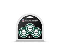 Team Golf NFL New York Jets 3 Pack Golf Chip Ball Markers, Poker Chip Size with Pop Out Smaller Double-Sided Enamel Markers