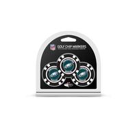 Team Golf NFL Philadelphia Eagles 3 Pack Golf Chip Ball Markers, Poker Chip Size with Pop Out Smaller Double-Sided Enamel Markers