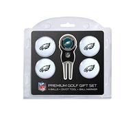 Team Golf NFL Philadelphia Eagles 4 Golf Ball And Divot Tool Set Regulation Size Golf Balls (4 Count) & Divot Tool with Removable Double-Sided Magnetic Marker