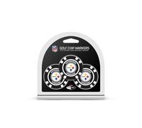 Team Golf NFL Pittsburgh Steelers 3 Pack Golf Chip Ball Markers, Poker Chip Size with Pop Out Smaller Double-Sided Enamel Markers