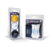 Team Golf NFL San Diego Chargers 3 Golf Balls And 50 Golf Tees Logo Imprinted Golf Balls (3 Count) & 2-3/4" Regulation Golf Tees (50 Count), Multi Colored