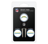 Team Golf NFL San Diego Chargers Divot Tool Pack With 3 Golf Ball Markers Divot Tool with 3 Golf Ball Markers Pack, Markers are Removable Magnetic Double-Sided Enamel