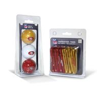 Team Golf NFL San Francisco 49ers 3 Golf Balls And 50 Golf Tees Logo Imprinted Golf Balls (3 Count) & 2-3/4" Regulation Golf Tees (50 Count), Multi Colored