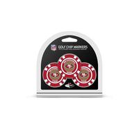 Team Golf NFL San Francisco 49ers 3 Pack Golf Chip Ball Markers, Poker Chip Size with Pop Out Smaller Double-Sided Enamel Markers