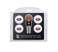Team Golf NFL San Francisco 49ers 4 Golf Ball And Divot Tool Set Regulation Size Golf Balls (4 Count) & Divot Tool with Removable Double-Sided Magnetic Marker