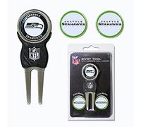 Team Golf NFL Seattle Seahawks Divot Tool Pack With 3 Golf Ball Markers Divot Tool with 3 Golf Ball Markers Pack, Markers are Removable Magnetic Double-Sided Enamel