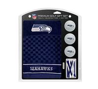 Team Golf NFL Seattle Seahawks Gift Set: Embroidered Golf Towel, 3 Golf Balls, and 14 Golf Tees 2-3/4" Regulation, Tri-Fold Towel 16" x 22" & 100% Cotton