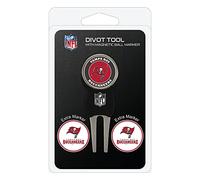 Team Golf NFL Tampa Bay Buccaneers Divot Tool Pack With 3 Golf Ball Markers Divot Tool with 3 Golf Ball Markers Pack, Markers are Removable Magnetic Double-Sided Enamel