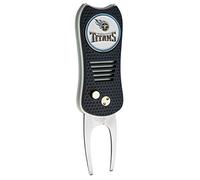 Team Golf NFL Tennessee Titans Retractable Divot Tool with Double-Sided Magnetic Ball Marker, Features Patented Single Prong Design, Causes Less Damage to Greens