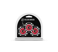 Team Golf NHL Calgary Flames 3 Pack Golf Chip Ball Markers, Poker Chip Size with Pop Out Smaller Double-Sided Enamel Markers