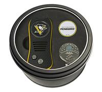 Team Golf NHL Pittsburgh Penguins Tin Gift Set with Retractable Divot Tool, Cap Clip, and Ball Marker Gift Set, Cap Clip, & 2 Double-Sided Enamel Ball Markers, Patented Design, Less Damage to Greens