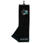 TEAM GOLF NHL San Jose Sharks Embroidered Golf Towel Embroidered Golf Towel, Checkered Scrubber Design, Embroidered Logo