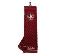 Team Golf Tri-Fold Golf Towel, 100% Cotton, Checkered Scrubber Design, Florida State Seminoles Embroidered Logo