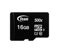 Team Group 16GB Micro SDHC. Capacity: 16 GB Flash card type: MicroSDHC Flash memory class: Class 10 Internal memory type: UHS-I Read speed: 80 MB/s Write speed: 15 MB/s. Product colour: Black