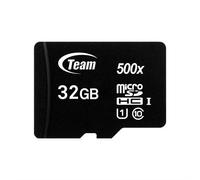 Team Group 32GB Micro SDHC. Capacity: 32 GB Flash card type: MicroSDHC Flash memory class: Class 10 Internal memory type: UHS-I Read speed: 80 MB/s Write speed: 15 MB/s. Product colour: Black