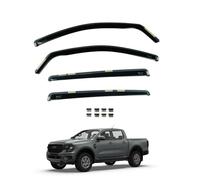 Team HEKO Wind Deflectors Ford Ranger 2012-2023 Compatible Front and Rear Set of Window Deflectors Accessories UV Scratch Resistant Acrylic In-Channel Fitting Air Ventilation Rain Protection