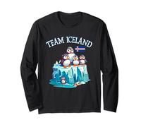 Team Iceland Puffins Cartoon Iceberg Island Flag Souvenir Long Sleeve T-Shirt