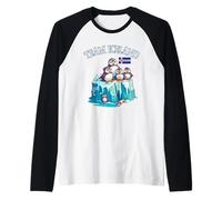 Team Iceland Puffins Cartoon Iceberg Island Flag Souvenir Raglan Baseball Tee