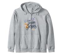 Team Jesus Bible Verse Christian Faith Floral Butterfly Zip Hoodie