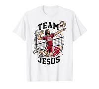 Team Jesus Christ Volleyball Matching Christian Youth Group Value Graphic T-Shirt, Men, White, S