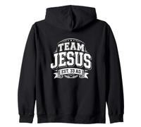 Team Jesus Est 33 AD Vintage Crest Emblem Zip Hoodie