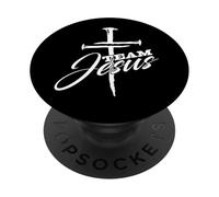 Team Jesus Faith Cross Versículos Cristianas Biblicas PopSockets Adhesive PopGrip