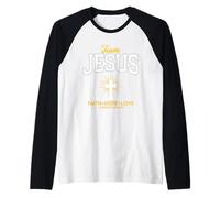 Team Jesus Faith Hope Love Design Raglan Baseball Tee