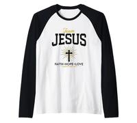 Team Jesus Faith Hope Love Design Raglan Baseball Tee