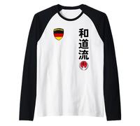 Team Karate Wado Ryu German Flag Kanji Japanese Martial Arts Raglan Baseball Tee