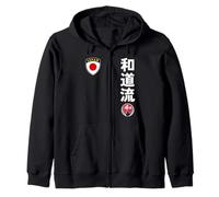 Team Karate Wado Ryu Japan Flag Kanji Japanese Martial Arts Zip Hoodie
