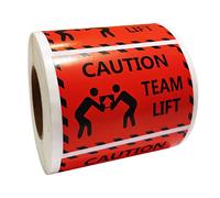 Team Lift Stickers，2x3INCH RED Caution Heavy Object Team Lift Required Pre-Printed Labels Shipping and Packing(500pcs/roll)
