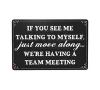 Team Meeting Tin Poster 8X12IN - Office Door Signage for Corporate Humor Lovers & Self-Talk Theme Wall Decor