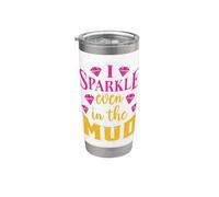 Team Mudding ATV Princess Even in Mud Run Funny Stainless Steel Insulated Tumbler