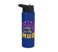 Team Mudding ATV Princess Even in Mud Run Funny Stainless Steel Insulated Water Bottle