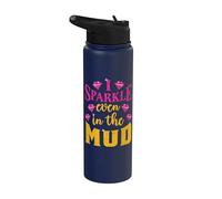 Team Mudding ATV Princess Even in Mud Run Funny Stainless Steel Insulated Water Bottle