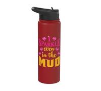 Team Mudding ATV Princess Even in Mud Run Funny Stainless Steel Insulated Water Bottle