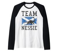 Team Nessie Loch Ness Monster Scotland Raglan Baseball Tee
