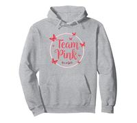 Team Pink Its a Girl Baby Shower Butterfly Celebration Pullover Hoodie, Adult Unisex, Heather Grey, S