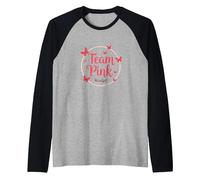 Team Pink Its a Girl Baby Shower Butterfly Celebration Raglan Baseball Tee, Men, Black/Athletic Heather, M