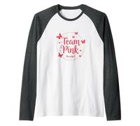 Team Pink Its a Girl Baby Shower Butterfly Celebration Raglan Baseball Tee, Men, Dark Heather/White, XL
