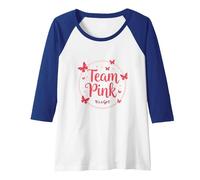 Team Pink Its a Girl Baby Shower Butterfly Celebration Raglan Baseball Tee, Women, Royal Blue/White, L