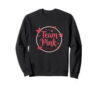 Team Pink Its a Girl Baby Shower Butterfly Celebration Sweatshirt, Adult Unisex, Black, L