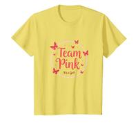 Team Pink Its a Girl Baby Shower Butterfly Celebration T-Shirt, Kids, Lemon, 6 Years