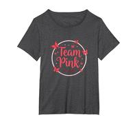 Team Pink Its a Girl Baby Shower Butterfly Celebration T-Shirt, Women's Plus, Dark Heather Grey, 2X