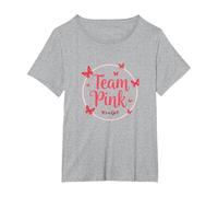 Team Pink Its a Girl Baby Shower Butterfly Celebration T-Shirt, Women's Plus, Heather Grey, 1X