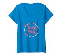 Team Pink Its a Girl Baby Shower Butterfly Celebration V-Neck T-Shirt, Women, Sapphire, L