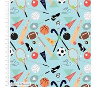 Team Player - Sport Cotton Printed Fabric 44'' Wide 100% Cotton Children's Craft Fabric Ideal for Crafts, Quilting, Sewing, Dressmaking, Bunting (Get Equiped, 1 Metre)