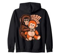 Team Punch Baby Monkey Trendy Japan Meme Cute Monkey Lover Zip Hoodie
